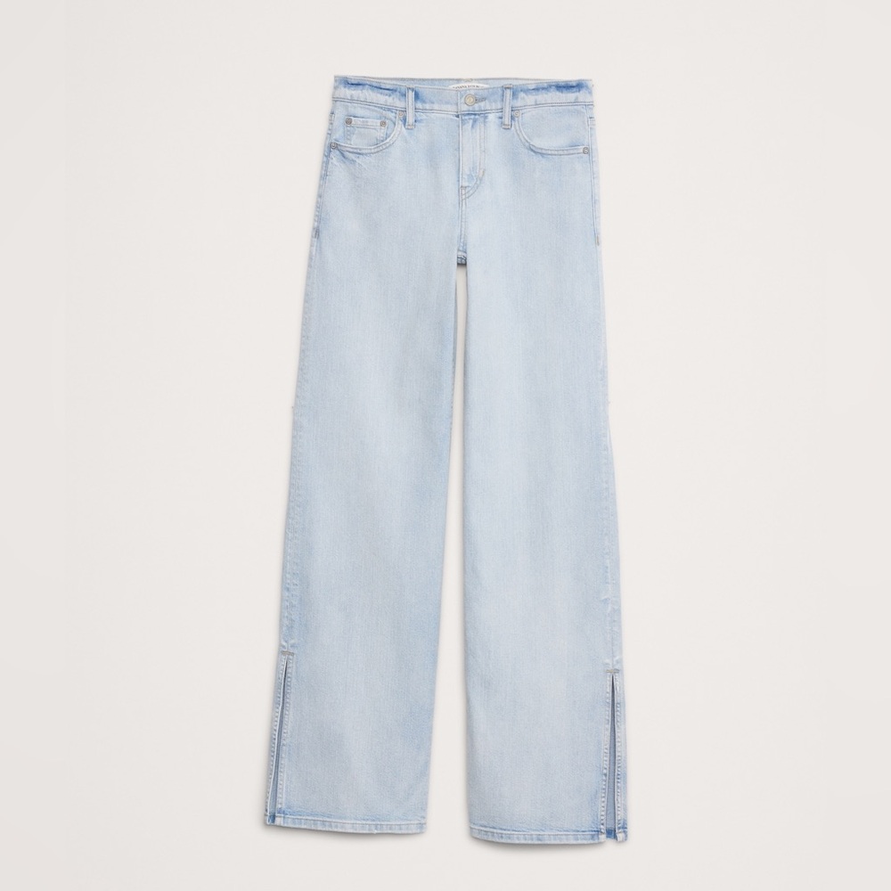 🌞 Banana Republic The Icon Classic Mid-Rise Wide-Leg Split-Hem Jean